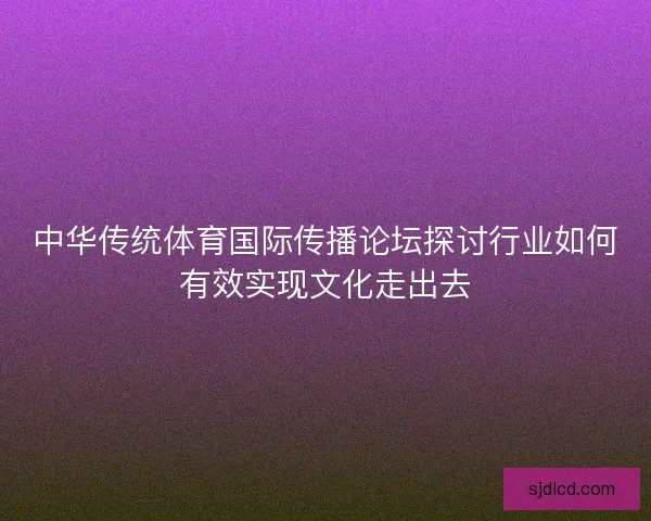 中华传统体育国际传播论坛探讨行业如何有效实现文化走出去